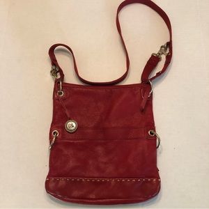 Red Leather The Sak Crossbody Adjustable Strap Fold Over Shoulder Bag Purse
